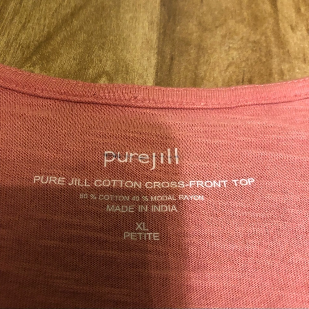 3/$25 J Jill Pure Jill Shirt Extra Large Pink Long Sleeve Cotton Cross Front Top - Picture 2 of 6